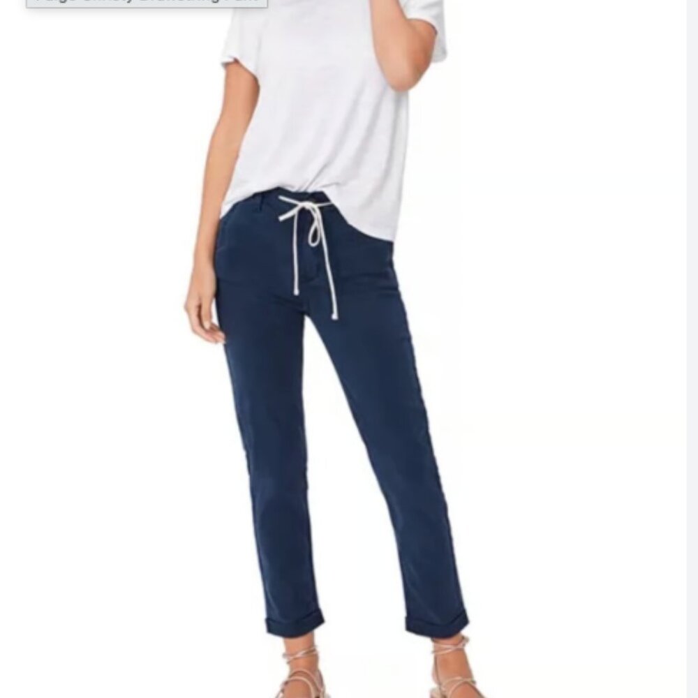 PAIGE Christy Navy Drawstring Waist Pants Women's Size 25 - Picture 2 of 13